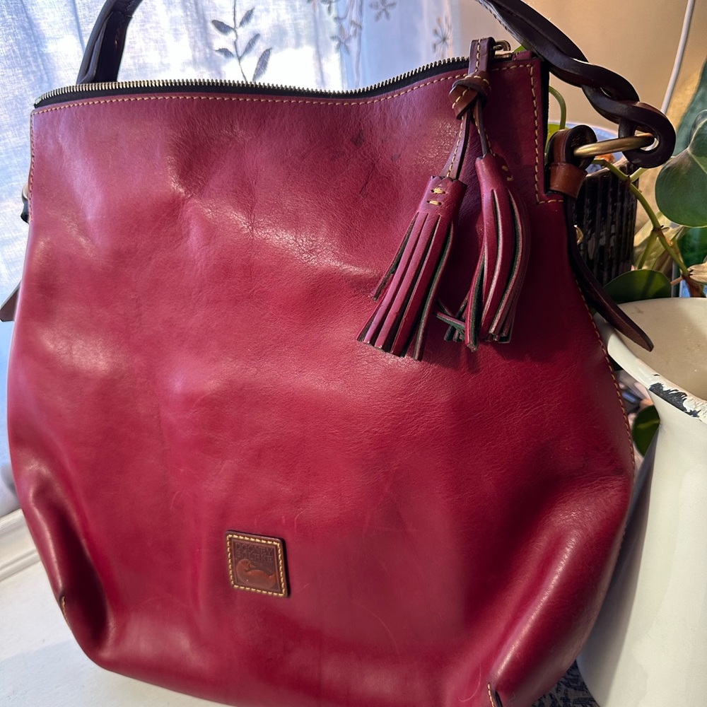 Dooney & Bourke Rich Burgundy Florentine Leather Twist Strap Hobo